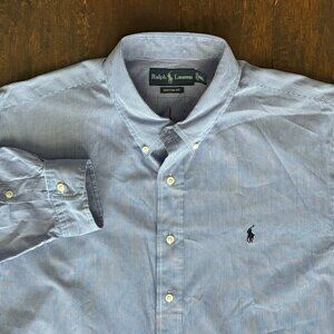 Ralph Lauren Long Sleeve Button Up Shirt Classic Fit Blue Checks Size 2XL/XXL